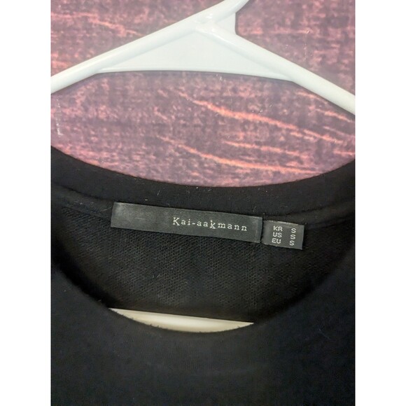 Kai Aakmann Pleated Black Unisex Chiffon Shirt Dress Twotone Sleeves Size Small - Picture 4 of 9